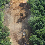 Equipment on steep slope, cabled to dozer. (Stonewall Gathering Line, West Virginia)